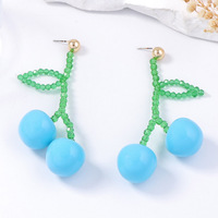 Anting-anting gantung kristal manik-manik premium, elegan, manis, perhiasan buah segar untuk wanita, gaya bohemian, set hiasan telinga.