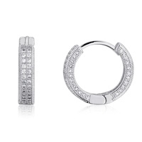 Bijoux Hip Hop, plaqué or véritable, laiton avec zircon scintillant, boucles d'oreilles rondes pour femmes et hommes
