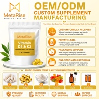 Capsules végétales 2-en-1 de Vitamine D3 et K2, Complément sans OGM, Soutient l'Immunité et la Densité Osseuse pour Adultes, Marque Privée OEM