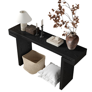 Rustic Farmhouse <b>Console</b> Table 60 Inches Distressed Wood Finish Entryway Sofa Side Table For Living Room Hallway <b>Black</b> - Product Image 5