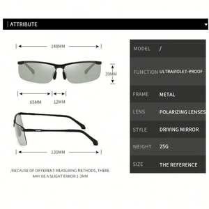 Gafas de Sol Polarizadas Fotocromáticas con Marco de Aleación UV400 para Hombre, Última Moda - Product Image 6