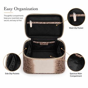 Premium PU Leather Women's Bag Gradient-effect Crocodile Texture Top-Handle Tote Bag Stylish <b>Makeup</b> Storage Handbag - Product Image 3