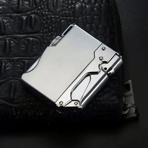 Square Shape Metal <b>Windproof</b> Butane Gas <b>Lighter</b> Refillable Durable Portable for Smoking & Camping - Product Image 3