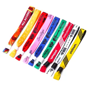 Cheap Custom Polyester Material Rfid Fabric Elastic Festival Event Woven Wristband Bracelet With Your Own Logo