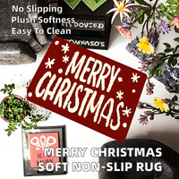 Frohe Weihnachten Moderner Heimteppich Roter Plüsch Weicher Polyester Maschinengefertigt Wendbar Haustierfreundlich Antimikrobiell Rutschfest Waschbar