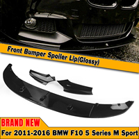Spoiler Bibir Bumper Depan Mobil untuk BMW F10 Seri 5 M Sport 2011-2017 Hitam Glossy