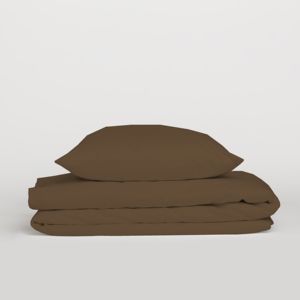 Juego de Funda de Edredón 100% Algodón Marrón para Cama Francesa Individual 200x200cm - Product Image 1