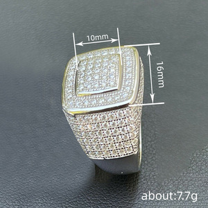 Anello con Sigillo e Diamante da Uomo T0710, Pietra Naturale, Design Quadrato, Placcato Oro 10K, per Uso Quotidiano - Product Image 4