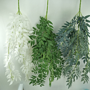 Décoration murale en feuilles de saule simulées Queyiyi Flowers, 30cm-100cm, blanc, vert, gris, pour intérieur et extérieur, décoration de mariage, décoration de la maison - Product Image 1