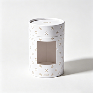 Boîte cylindrique en papier avec fenêtre transparente, impression personnalisée, tube rigide pour coffret cadeau de grains de café - Product Image 3