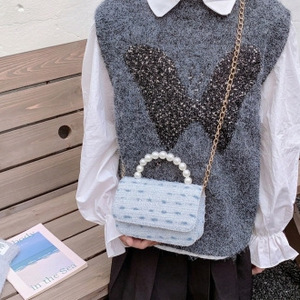 Nouveau sac pour enfants en laine, style princesse, motif pois, mignon et enfantin, avec perles, portable, léger, sac à dos nu DIY - Product Image 3