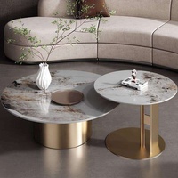 Table basse Tostone en quartzite naturel de luxe haut de gamme, couleur or Patagonia - Meuble de salon moderne, durable et écologique