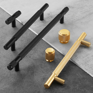Modern Aluminum Alloy Bar Handles <b>Black</b> Gold Scandinavian Style Wardrobe Cabinet Drawer Pulls Durable Engraved Design - Product Image 2