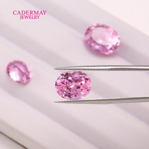 Cadermay Oval Cherry Blossom Pink Zircon Loose Stone 7x9mm 8x10mm 9x11mm 10x12mm 12x14mm 13x18mm For Jewelry Making - Product Image 1