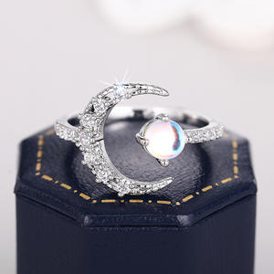 Bague en Pierre de Lune T0524 pour Femme, Sertie de Pierres Naturelles Rondes, Bague de Fiançailles Tendance - Product Image 6
