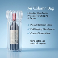 Protecteur de bouteille de vin gonflable en PE à haute teneur en PA, sac à colonnes d'air co-extrudé 7 couches, emballage de protection robuste et imperméable