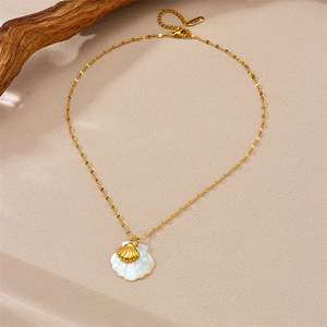 <b>Beach</b> Ocean Theme Stainless Steel Pendant <b>Necklace</b> 18K Gold Plated Starfish Conch Shell Turtle Charm Gift Jewelry - Product Image 2