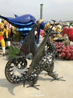 Sculptures en métal dragon occidental sculpture en acier inoxydable ptérosaure