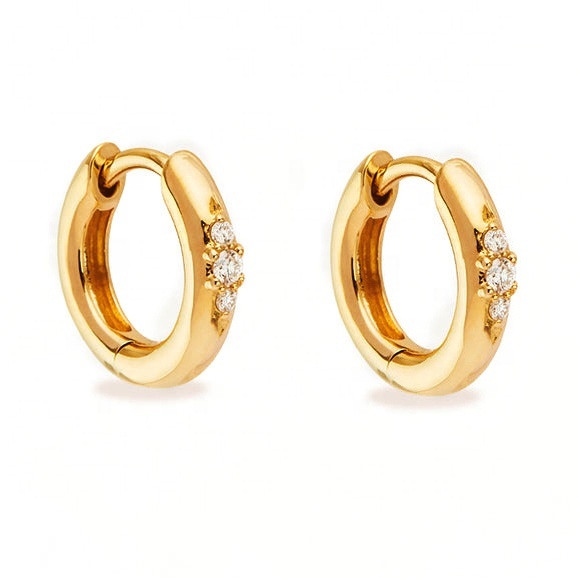 Milskye Elegant Fine Jewelry 925 Sterling Silver 18k Gold Plated Chunky Dome Petal Zircon Hoop Earring for Women
