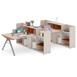 <span class=keywords><strong>Prix</strong></span> bon marché Bureau commercial ergonomique moderne en forme de <span class=keywords><strong>X</strong></span> Mobilier de poste de travail de bureau pour 4 personnes - Product Image 3