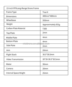 <span class=keywords><strong>Kit</strong></span> de cadre de drone universel avec plaques en carbone multicouches de 13 pouces, hauteur d'espace interne de 25 mm et support de contrôleur de vol - Product Image 6