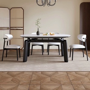 Bắc Âu Sang Trọng Phong Cách Hiện Đại Mở rộng Có Thể Gập Lại Vòng Bằng Đá Cẩm Thạch Rắn Gỗ Bàn Ăn Ghế Đặt 4 6 Chỗ Ngồi Đồ Nội Thất Cổ Điển <span class=keywords><strong>2025</strong></span> - Product Image 3