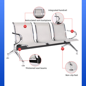 3 مقاعد انتظار عامة ، مطار فولاذ مدلفن على البارد ، من أجل المساحة العامة للمطار - Product Image 2