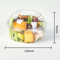 Fabrieksgroothandel 8oz plastic PET salade-to-go doos ronde vorm saladekom transparante clamshell fruit salade verpakkingen