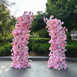 Arche de fleurs artificielles rose en forme de corne, prête à être expédiée depuis les États-Unis, avec <span class=keywords><strong>des</strong></span> <span class=keywords><strong>roses</strong></span>, <span class=keywords><strong>des</strong></span> hortensias et <span class=keywords><strong>des</strong></span> pivoines. - Product Image 1