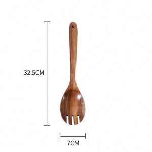 4 Piece Wooden Kitchen <b>Utensil</b> <b>Set</b> Acacia Wood <b>Cooking</b> Spoon Slotted Turner Strainer Non-Stick Cookware Safe Bamboo Tools - Product Image 2