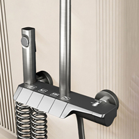 Sistema de ducha tipo lluvia con botones de teclado de piano, columna de ducha de ABS y acero para baño, mezclador de agua fría y caliente, ideal para apartamentos económicos.