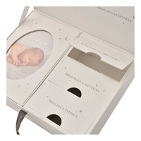 Blanc nouveau-né enfant souvenirs cadeau boîte de rangement en carton bébé souvenir boîte avec tiroirs pour bébé douche