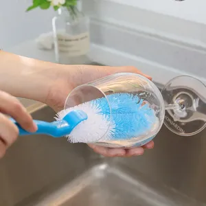 Brosse de nettoyage créative en silicone écologique avec long manche pour bouteilles d'eau, casseroles, tasses - Élimination des taches multifonctionnelle - Product Image 2