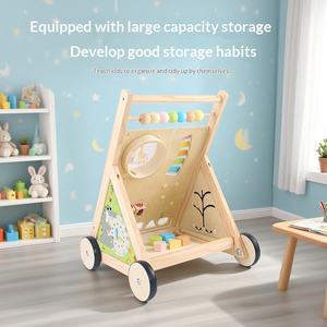 Marche-bébé en bois pour enfants avec chariot musical Orff - Jouet éducatif pour les enfants de 0 à 3 ans - Capacité de charge de 10 kg - Product Image 1