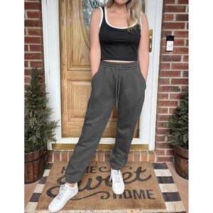 Women's Fleece <b>Lined</b> Sweatpants High Waist Straight Fit Warm Joggers Casual Athletic <b>Pants</b> With Pockets - Product Image 3