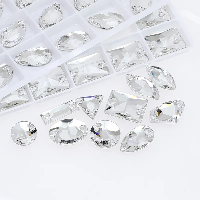 Dongzhou Crystal Drop Rivoli Crystal Flat Back Steentjes Naaien Op Steen Loodvrije Kledingkralen Voor Kleding Naaien Accessoires