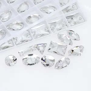 Dongzhou cristal Goutte Rivoli cristal dos plat strass coudre sur pierre perles de vêtement sans plomb pour vêtements accessoires de couture