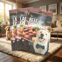 Sac personnalisé durable à fond plat avec fermeture éclair standard, encoche de déchirement et trou de suspension pour l'affichage en détail de snacks et thés biologiques