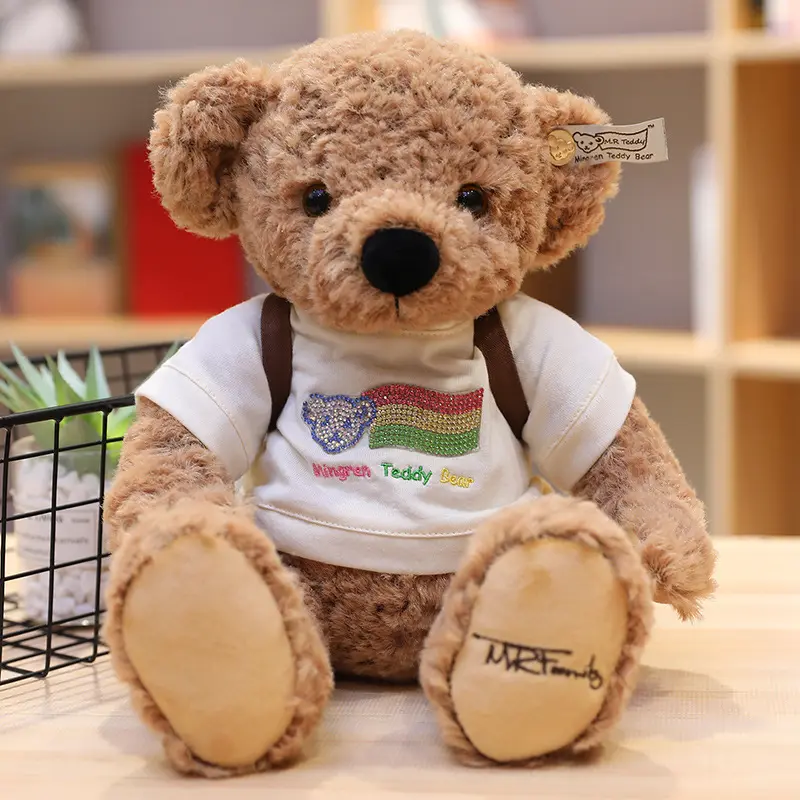 Urso de pelúcia criativo personalizado, bonecas de pelúcia criativas com logotipo personalizado de alta qualidade com urso de pelúcia casaco