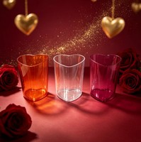 Gobelet transparent en forme de cœur 400 ML, qualité alimentaire, réutilisable, décoration pour la Saint-Valentin, fête à domicile