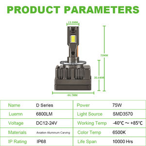 YUFING 300 vatios Led faro H4 D serie D3S 75W 7000LM cita BOM/lista de licitación E90 faros Led redondos - Product Image 2