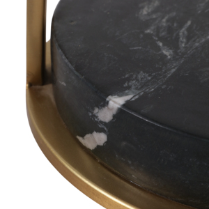 Tavolino da Cocktail Moderno in Marmo con Base Nera e Oro, Tavolino Rotondo Decorativo per Soggiorno e Camera da Letto, Piccolo Tavolino d'Appoggio - Product Image 6