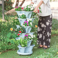 Vente flash : Jardinière suspendue empilable verticale contemporaine à 5 niveaux en PP, avec trou de drainage, durable pour les fraises et les fleurs