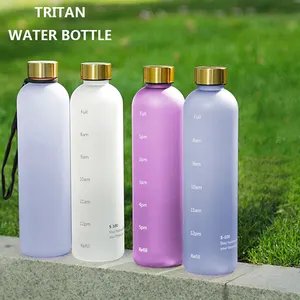 RTS 32 unzen 1L 2021 Time Marker Leak Proof Tritan Motivational Bicycle Product Tritan Sport Frosted Plastic Water Bottle BPA Free