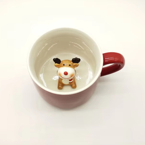 Tazza di Natale in ceramica fatta a mano creativa Design classico tazza <span class=keywords><strong>da</strong></span> tè presenta simpatiche decalcomanie all'interno della tazza - Product Image 1