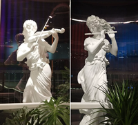 Grande statue de musicien en fibre de verre peinte à la main, ensemble de sculptures d'anges jouant du violon pour la décoration de jardins et d'hôtels, art extérieur de collection pour toutes les saisons