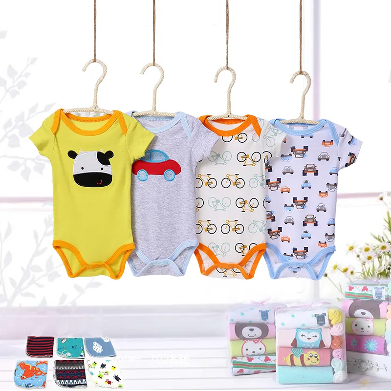 Tedmimak cotone neonato vestiti della ragazza neonato manica corta tuta neonato pagliaccetti set con piccolo sudore all'ingrosso