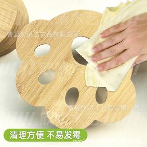 Wooden Lucky <b>Cat</b> Scratching Teacup <b>Mat</b> Natural Nanmu Wood Irregular Shape Heat Resistant Placemat Casserole Pad - Product Image 2