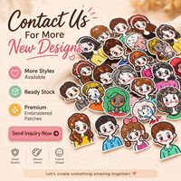 En gros, en stock : Patchs pour vêtements mignons, brodés, motifs de personnages d'anime, portraits chibi et avatars, à thermocoller et à coudre