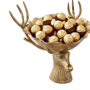 Bol décoratif élégant en forme de tête de cerf dorée, plat de service artisanal en métal, style glamour pour la table à manger et la décoration de cuisine - Product Image 3